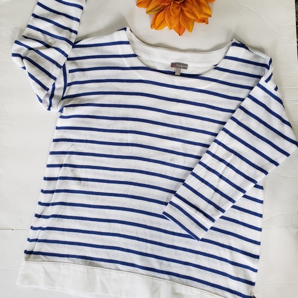 TALBOTS STRIPED BLUE&WHITE SWEATER - Picture 2 of 9
